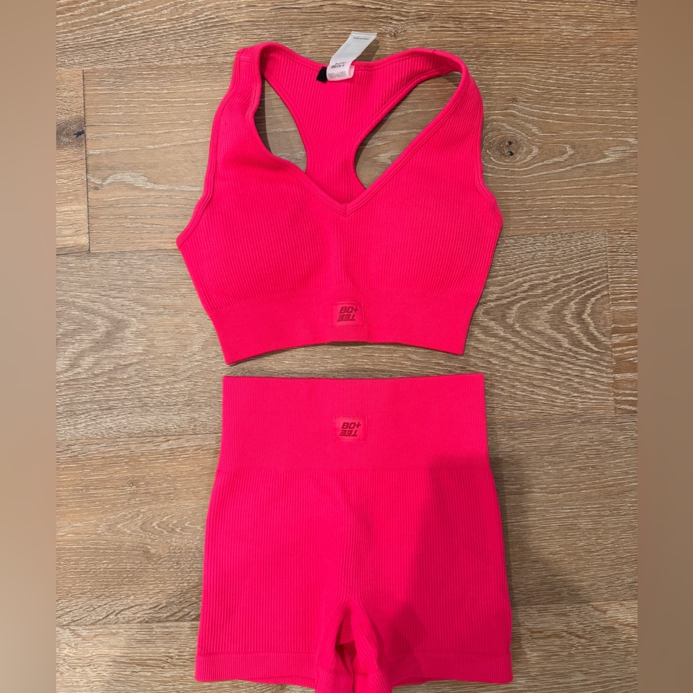 Bo + Tee Bright Pink Matching Workout Set